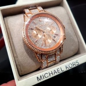Michael Kors Ritz Pave Rosegold tone watch
